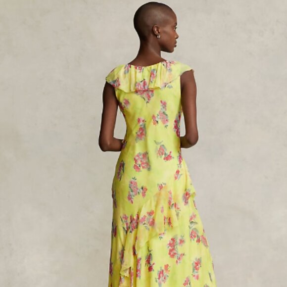 Ruffled Floral Georgette Maxidress - Picture 3 of 6